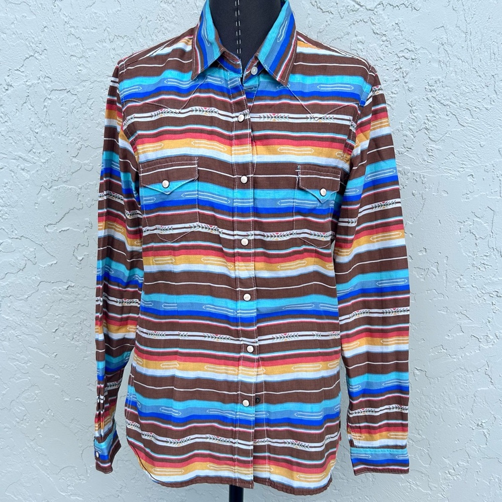 Panhandle shirt snap button down vintage western stripe women’s small cotton